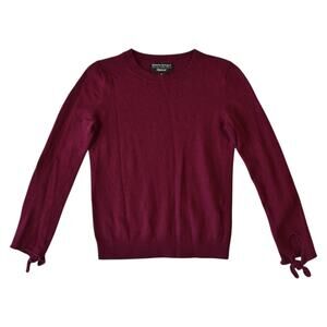 Banana Republic Merino Wool Sweater XS Burgundy Tie Sleeve Crewneck